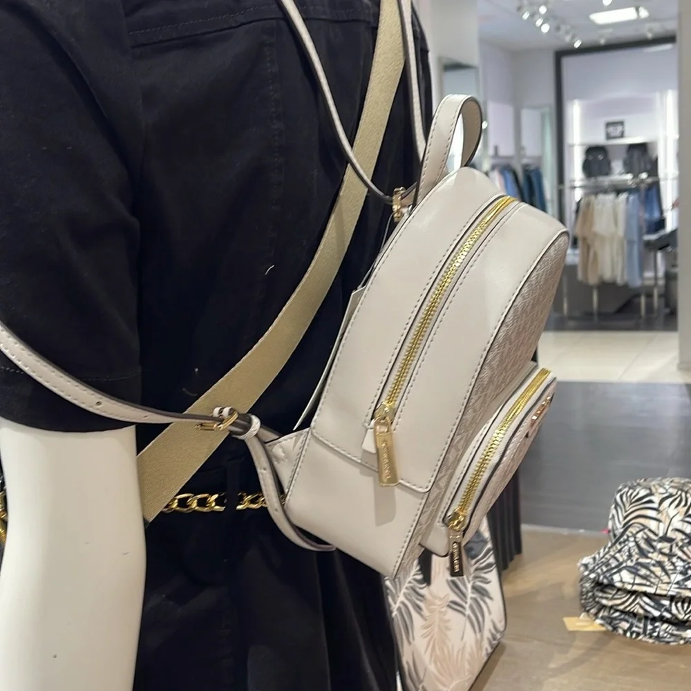 Michael Kors Ladies Backpack Bag Jaycee XS Conv Zip Backpack Light Cream Multi - Picture 11 of 16